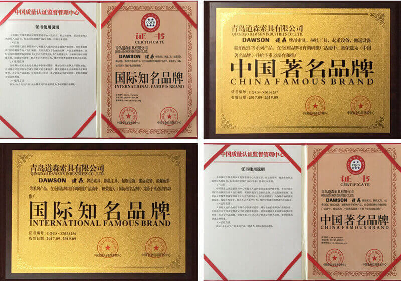 DAWSON - Certificado de marca famoso internacional y de China