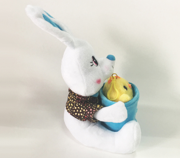 Adorable Easter Soft Plush Blue Rabbit with Baby Toy