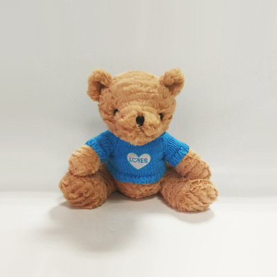 Plush Teddy Bears with Blue Cloth Embroidered Love Toys