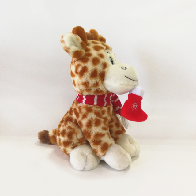 Dotty giraffe Stuffed Plush Toy with Christmas Sock