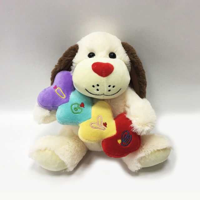 Valentine Light Brown Plush Soft Dog With Heart
