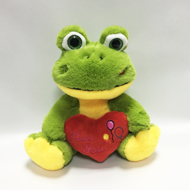 Valentine Green Lovely Plush Stuffed Toy Frog with Heart