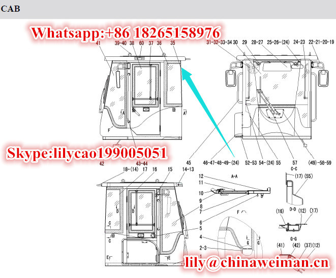 Sdlg LG936 LG938 LG956 LG958 LG968 Cab Parts Rear Glass 4190000949