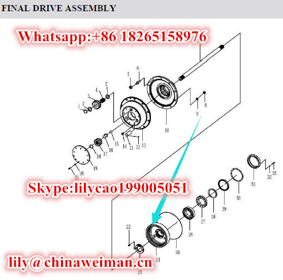 Sdlg LG953 LG956 LG958 LG968 Final Drive Assembly Parts Axle Ring Gear 29070000481