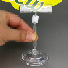 C019 POP Plastic Clear Round Base Dia.48mm Price Tag Sign Card Holder Paper Display Clips Holders Stand H96mmFor Retail Store Promotion Good Quality
