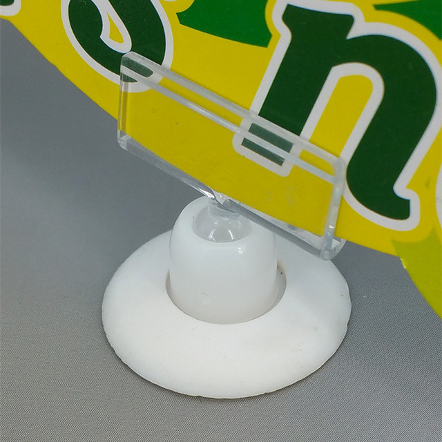 C036 POP Plastic Price Tag Sign Card Holder Paper Display Promotion Hanging Clips With Adhesive Tape on Base for Retail Shops Advertising Good Quality