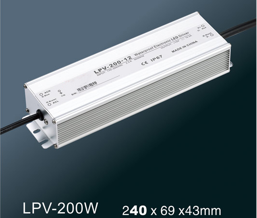 Электропитание переключения постоянн напряжения тока LPV-200W СИД водоустойчивое