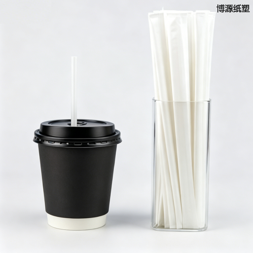Eco Friendly Compostable Disposable Drink Straws, Paper / PLA / Plastic Straight & Spoon Straw Customized