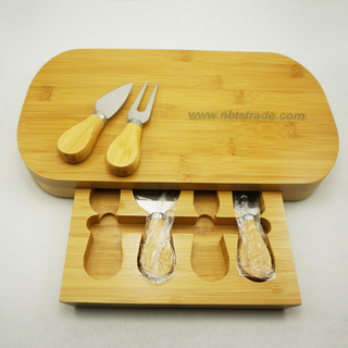 Portable Cheese Board Set with Cheese Knives Bamboo Cutting Board