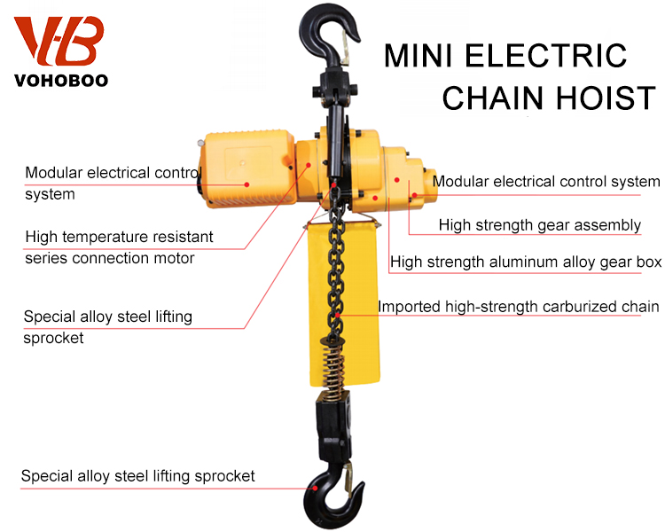 BCD Model 110v 220v Wireless Remote Control Mini Electric Chain Hoist For Sale