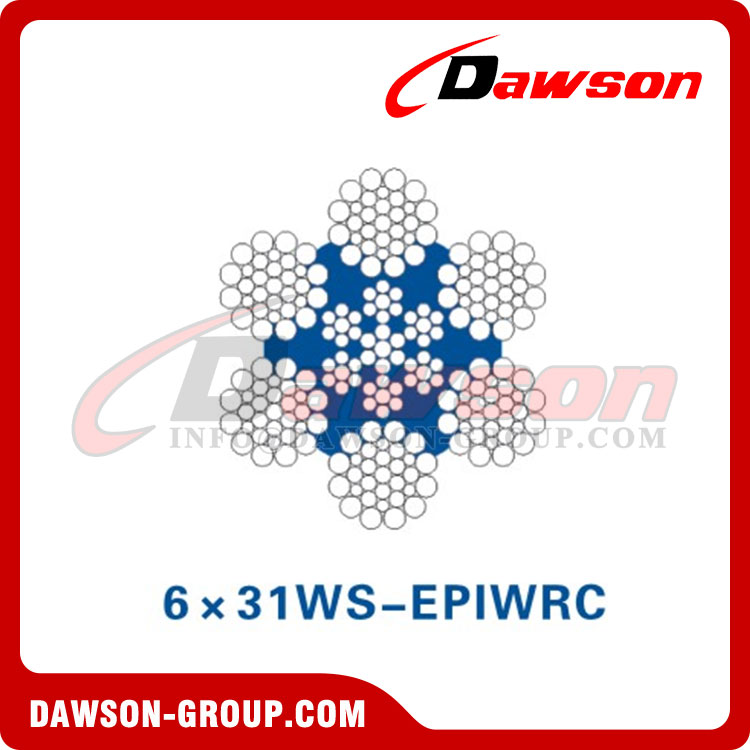بناء حبل الأسلاك الفولاذية (6×29Fi-EPIWRC)(6×31WS-EPIWRC)(6×36WS-EPIWRC)، حبل سلكي لآلات الموانئ 