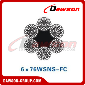 スチールワイヤロープ(6×76WSNS-FC)(6×84WSNS-FC)(6×97WSNS-FC)、油田用ワイヤロープ、油田用スチールワイヤロープ