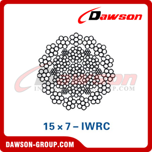 بناء حبل الأسلاك الفولاذية (15×7-IWRC)(18×7-IWS)، الحبال السلكية لآلات الموانئ 