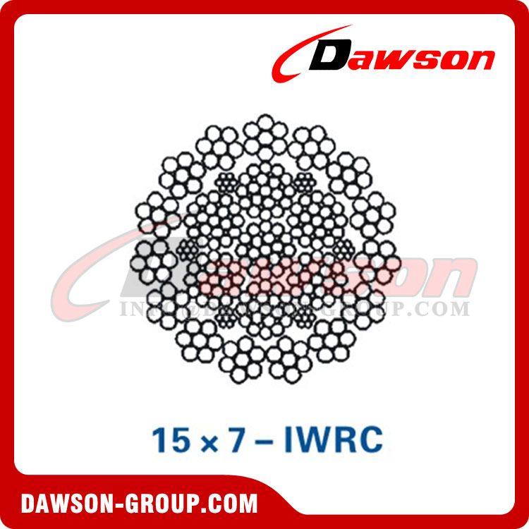 Конструкция стального троса(15×7-IWRC)(18×7-IWS), трос для портовой техники 