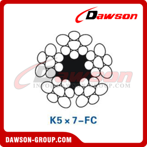 スチールワイヤーロープ（K5×7-FC）、油田用ワイヤーロープ、油田用スチールワイヤーロープ