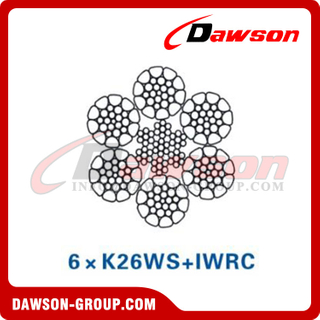 スチールワイヤロープ構造(6×K26WS+IWRC)(6×K36WS+IWRC)、建設機械用ワイヤロープ 
