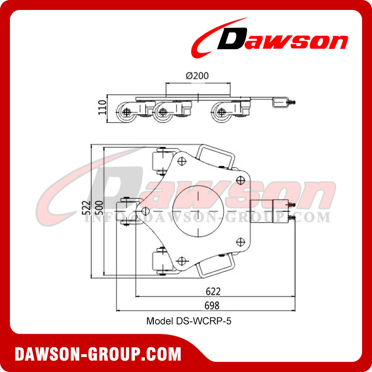 DS-WCRP3 Serie DS-WCRP5 Carros giratorios, carros de transporte giratorios, plataformas rodantes giratorias, patines de transporte