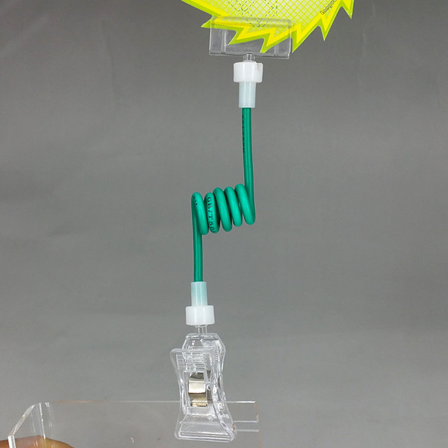 C014 Good Quality POP Plastic Sign Paper Card Display Promotion Advertising Clips Holders By Cable Max. Extension H32cm