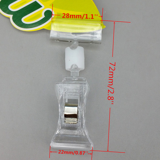 C012 Clear POP Plastic Price Tag Sign Card Holders Paper Display Promotion Small Clips In Retail Store