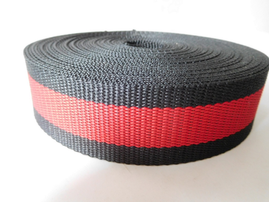 37mm black&red secondary color polyester webbing for belts