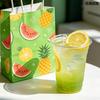 Biodegradable Thick Paper Carrier Bags With Handle For Takeout Milk Tea Coffee Cold Hot Drinks