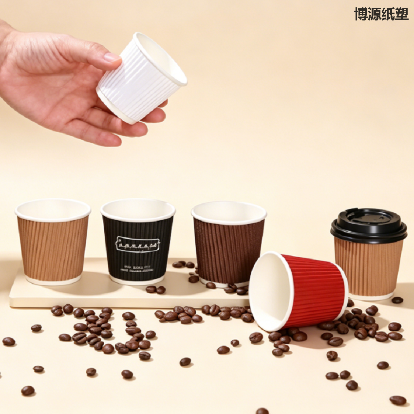 Food Grade Corrugated Wall Paper Cup Disposable Takeaway Cup for Hot Drinks and Coffee