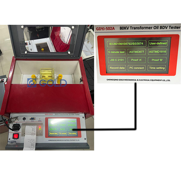 Transformer Oil温度测量在击穿电压测试期间由GDYJ-502A进行