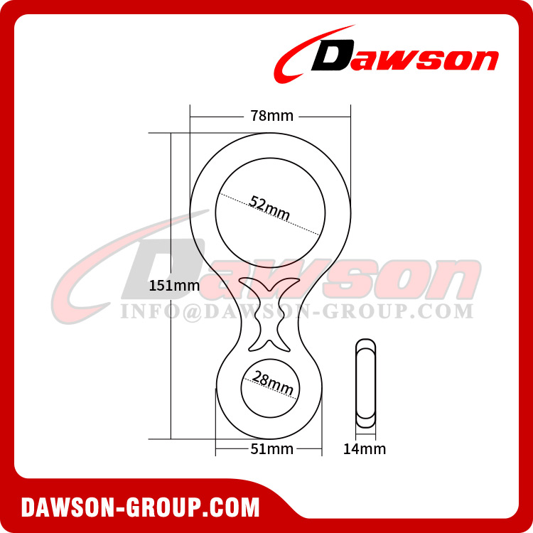 DSJ-A3025-1 Anillo de aluminio en forma de 8, descensor de rescate en forma de 8 de aluminio de 35 kn