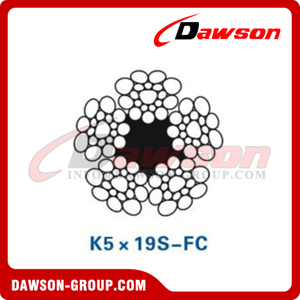 حبل أسلاك الفولاذ (K5×19S-FC)، حبل أسلاك حقول النفط، حبل أسلاك الفولاذ لحقول النفط