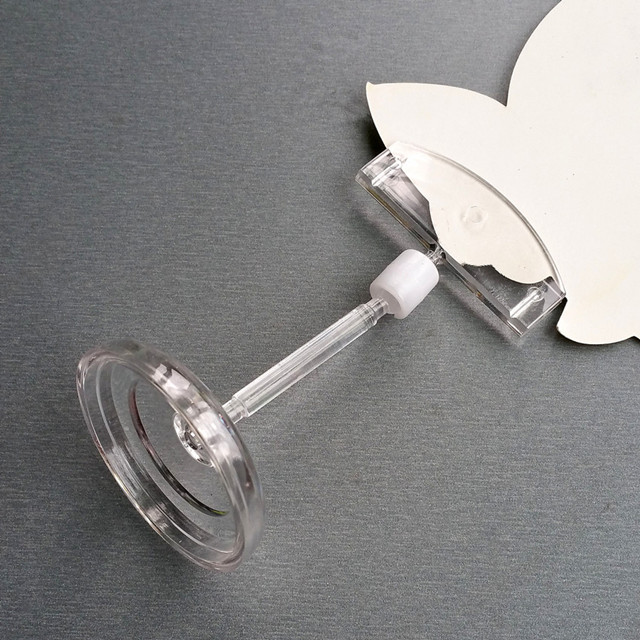 C019 POP Plastic Clear Round Base Dia.48mm Price Tag Sign Card Holder Paper Display Clips Holders Stand H96mmFor Retail Store Promotion Good Quality