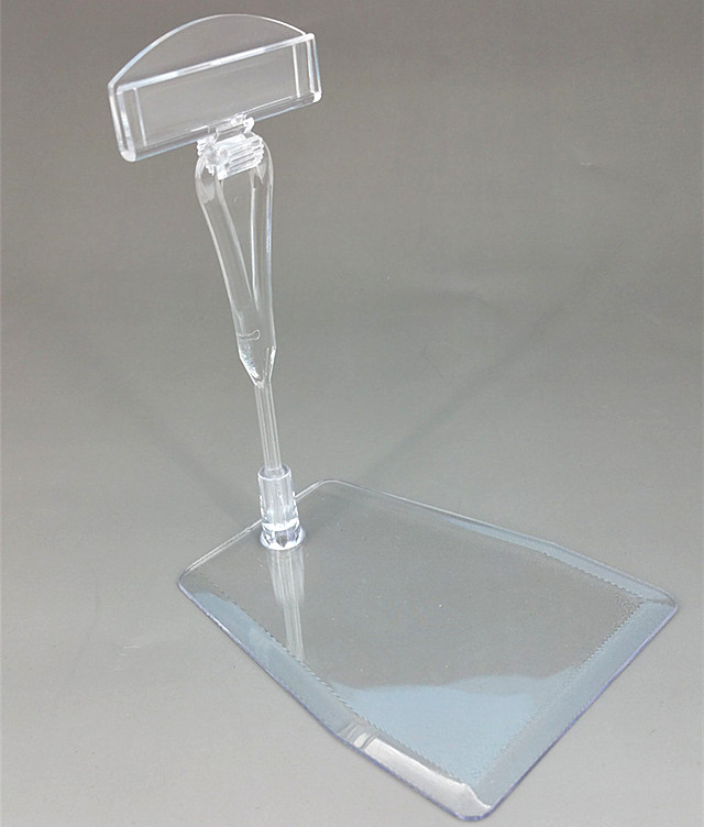 C025 Clear POP Plastic Detachable Price Tag Sign Card Holder Paper Display Promotion Advertising Clips Stand H125mm In Retail Store Good Quality