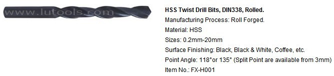 Titanium enduit HSS Straight Twist Twist Drill Bits
