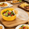 Round Plastic Disposable Tableware with Lid for Takeaway Fast Food Packaging