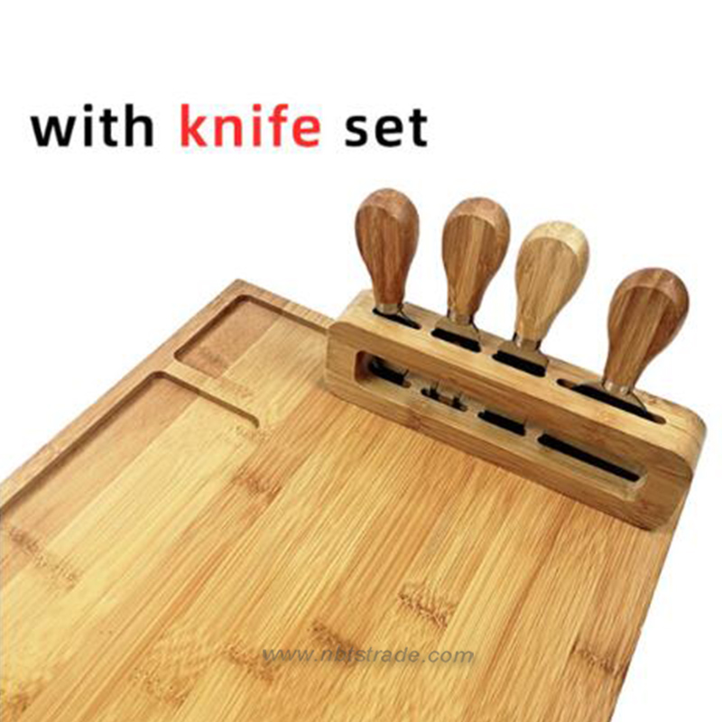 Multi Function Bamboo Serving Board with Cheese knives