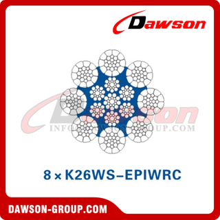 スチールワイヤロープ構造(8×K26WS-EPIWRC)(8×K31WS-EPIWRC)(8×K36WS-EPIWRC)、港湾機械用ワイヤロープ 