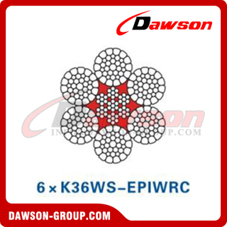حبل أسلاك الفولاذ (6×K36WS-EPIWRC)(6×K36WS-IWRC)(EP6×K36WS-IWRC)، حبل سلكي للفحم والتعدين