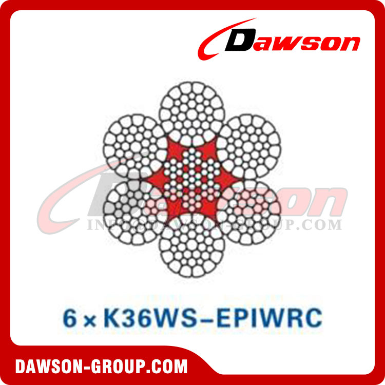 スチールワイヤロープ(6×K36WS-EPIWRC)(6×K36WS-IWRC)(EP6×K36WS-IWRC)、石炭・鉱山用ワイヤロープ