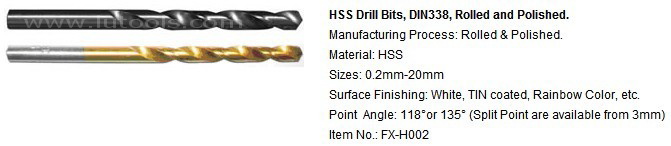 Titanium enduit HSS Straight Twist Twist Drill Bits