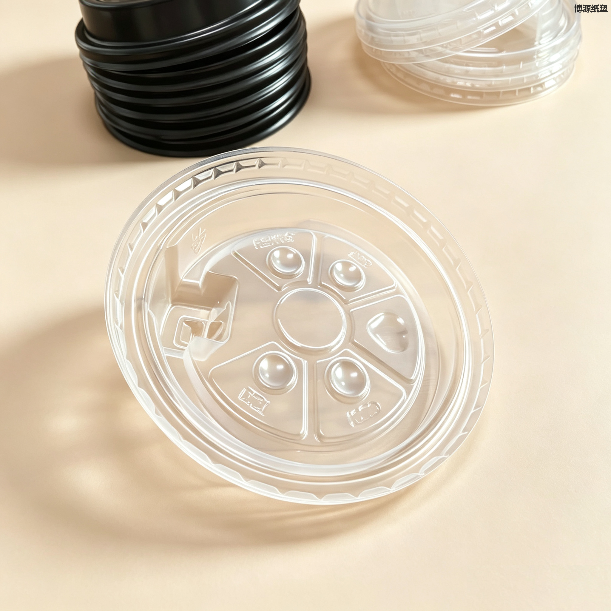 Food Contact Safe Recyclable PP Drink Cup Lids, Spill Prevent, Custom Size/Color/Logo for Bubble Tea, Coffee, Juice