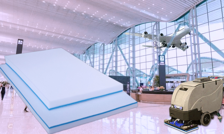Airport Lounge Floor Cleaning – Fleece-Composited Melamine Scrubber Pad - Compatible with Square Oscillating Floor Scrubbers Efficient Stain Removal Airport Lounge Floor Cleaning – Fleece-Composited Melamine Scrubber Pad - Compatible with Square Oscillating Floor Scrubbers Efficient Stain Removal