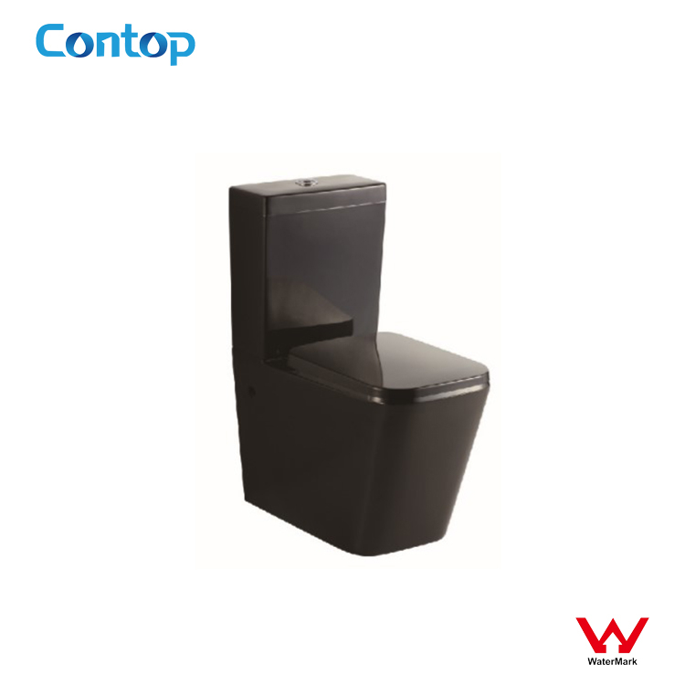 Australia Watermark Approval Sanitaryware Ceramic Black Two-piece Wall-faced Toilet