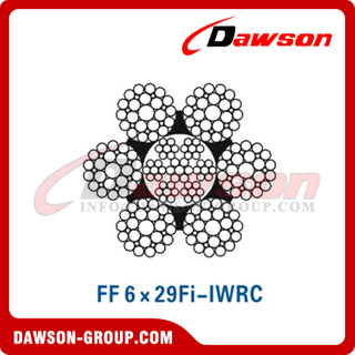 Construcción de cable de acero (FF6×29Fi-IWRC)(FF6×36WS-IWRC), cable de acero para maquinaria portuaria 