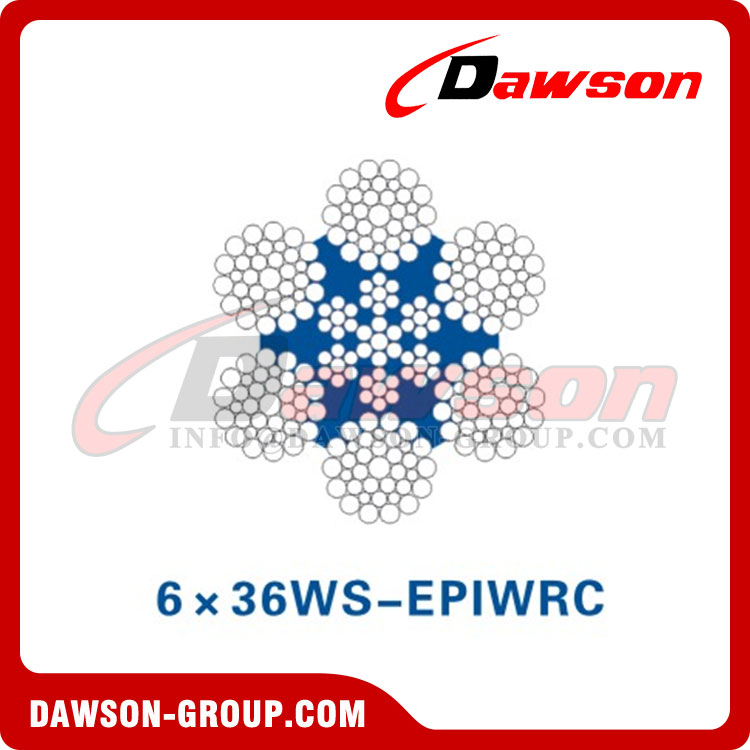 بناء حبل الأسلاك الفولاذية (6×29Fi-EPIWRC)(6×31WS-EPIWRC)(6×36WS-EPIWRC)، حبل سلكي لآلات الموانئ 