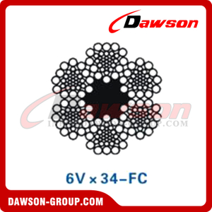 حبل أسلاك الفولاذ (6V×30-FC) (6V×34-FC)، حبل الأسلاك المعدنية الفولاذية 