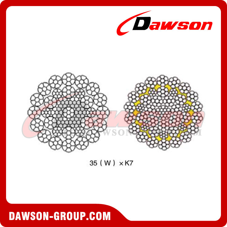 Cable de acero (35(W)×K7)(40(W)×K7), cable de acero para oceanografía