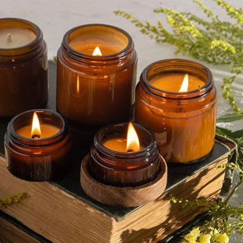 Amber Glass Jars with Lids