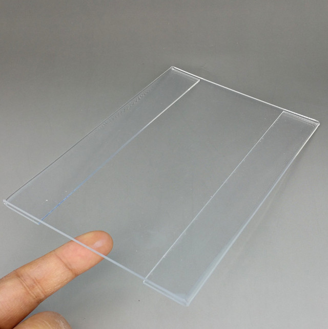 Acrylic T1.2mm Plastic Sign Price Tag Label Paper Promotion Name Card Display Holders by Adhesive Tape on Back Good Quality