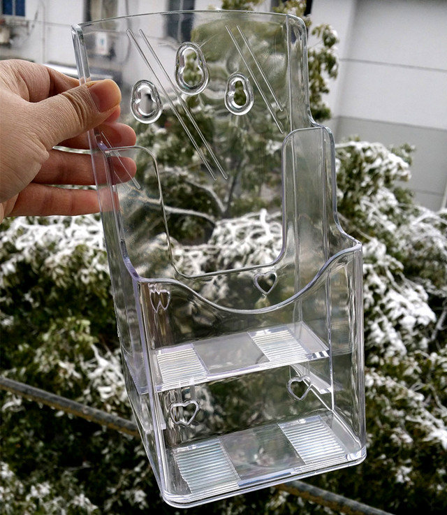 BH-L2A6 Clear A6 Phamplet Pocket 2 Tiers Plastic Brochure Literature Display Holder Stand To Insert Leaflet On Desktop
