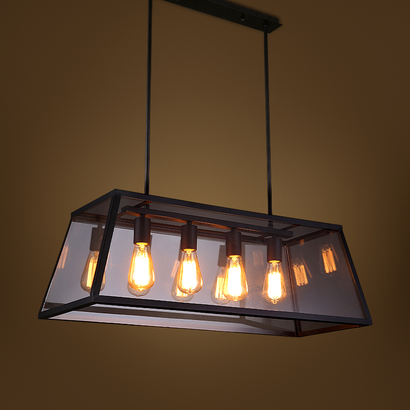 Rh Metal Glass Box Shape Edison Bulbs Pendant Lighting Modern Pendant Lamp 8042104 33