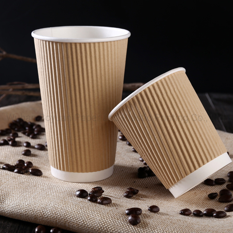 Customized Disposable Ripple Wall Coffee Paper Cup